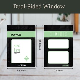 SHYCROWN 10 Pack Reusable Green Plastic Terp Bags, 4oz (1/4 LB), Resealable & Heat Sealable, Zipper Closure, 58%-62% RH, 2-Way Humidity Control, Ideal for Curing & Storage