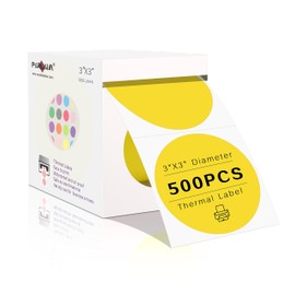 PARLAIM 3" Thermal Direct Labels, Adhesive Roll of 500 Pink Color-Coding Labels for Barcode, Address,Package Decoration,Support Most Thermal Printers (Yellow)