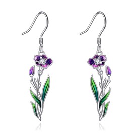 YFN Peony Birth Month Flower Drop Dangle Earrings S925 Sterling Silver September Peony Birthday Jewelry Gifts for Women