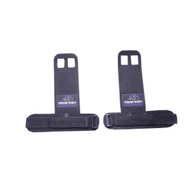 Sterling Sports Gymnastics Hand Grips, 2-Hole Design, Black Leather Palm Protectors, Adjustable Wrist Strap, (White, Large)