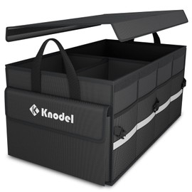 K KNODEL Car Trunk Organizer with Lid, Collapsible Car Trunk Storage Organizer, Car Organizer and Storage for SUV, Truck, Sedan (Medium, Black)