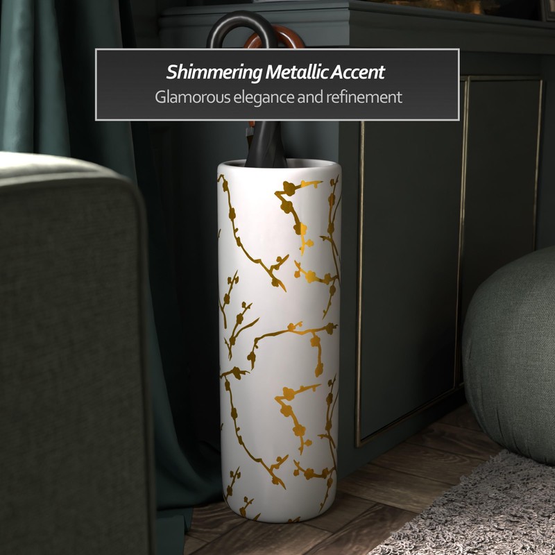 Red Lantern 24" Gold Branches Umbrella Stand