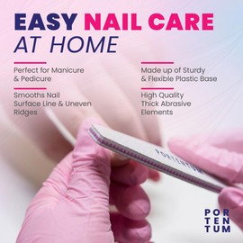 PORTENTUM Nail File 100/180 Pack of 16, Nail Files for Gel Nails, Double-Sided, Double-Sided, Disposable Nail File 100/180, Nail Files for Gel Nails, Nail Files Disposable, Core in Purple, Trapezoid