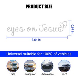KHGUZ Eyes On Jesus Car Rear View Mirror Decal, 4PCS Christian Vinyl Vehicle Rearview Sticker, Cute Affirmation Automotive Interior Window Bumper Decal Decor Accessories, Universal Fit (White)