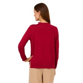 Adrianna Papell Women's Mock Neck Step Hem Sweater, Cranberry