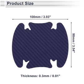 RATCHROLL 4 Pcs Universal Car Door Handle Cup Cover Adhesion Door Protection Door Bowl 3D Sticker Scratch Protector 90x100mm Carbon Fiber Pattern Deep Blue PVC