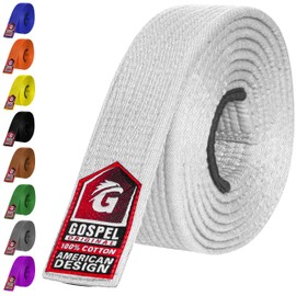 GOSPEL BJJ Belt Men & Women | Brazilian Jiu Jitsu Belt with Ranking Stripes Sleeve Bar | Kids Jiu Jitsu Gi | IBJJF Approved (White, K4)