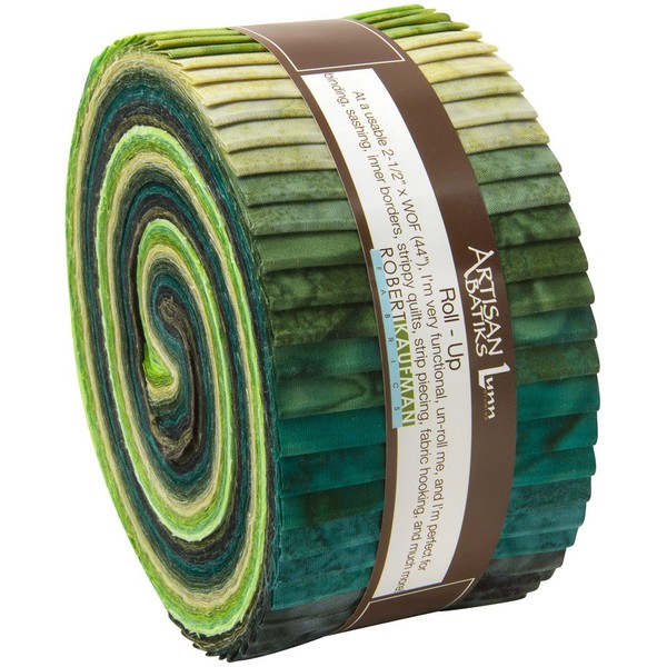 Robert Kaufman Artisan Batiks Prisma Dye Rainforest Jelly Roll Fabric