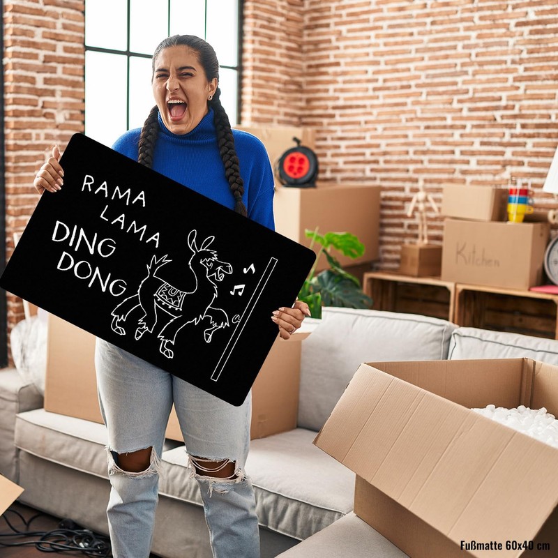 speecheese Rama Lama Ding Dong Alpaca Doormat in 40 x