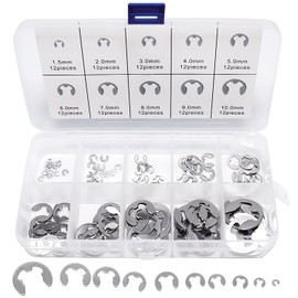Snap Rings, E-Rings, Set of 120, M1.5-M10, Stainless Steel, Circlip Kit, E-Type Retaining Ring, Rust Resistant, Machine Tool, Maintenance Tool, Convenient Box Included