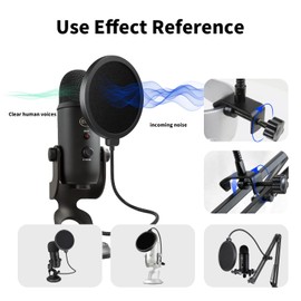 Professional Pop Filter,Liyirui 6" Mic Pop Filter,Dual Layered Studio Pop Filter Mask Shield with C-Clamp,360° Gooseneck Clip Stabilizing Arm For Microphone,Boom Arm,Stands (Pop Filter Only)