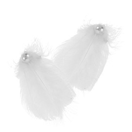 TOVINANNA 2pcs Fashion Plume Hair Clips for Women Charming Decorative Alligator Hair Accessories for Weddings and Parties Stylish Side Bang Clip White