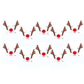 ZONETECH Christmas Car Reindeer Antlers and Nose Set - Premium Quality Car Accessory Jingle Bell Antlers and Nose Car Costume Decoration Set for Holiday (10 Pack, Christmas Reindeer Set)
