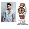 Raptor Men's Chrono-Look Watch with Riveted Bracelet Brown Analogue Date