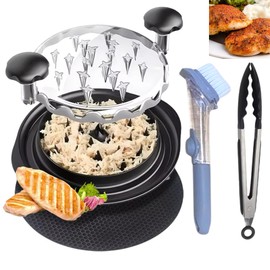 Chicken Shredder Tool Twist Large - 10'' Pro Meat Shredders for Chicken Breast,Visible Kitchen Grinder Shredder Machine with Brush,Strong Anti-Slip Strip,Ergonomic Handle,BPA Free (Black)