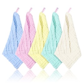 Exircy 5 Pack Face Washcloths, Makeup Remover Cloths Cotton Face Towels Reusable Absorbent Muslin Washcloths