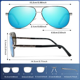 dellyy SilverChry Men's Polarised Sunglasses with Glasses Case, Men's Sunglasses Mirrored, UV 400 Protection, Suitable for Driving, Travel, Golf, Fishing, Cycling, Blue Frame, Blue Film