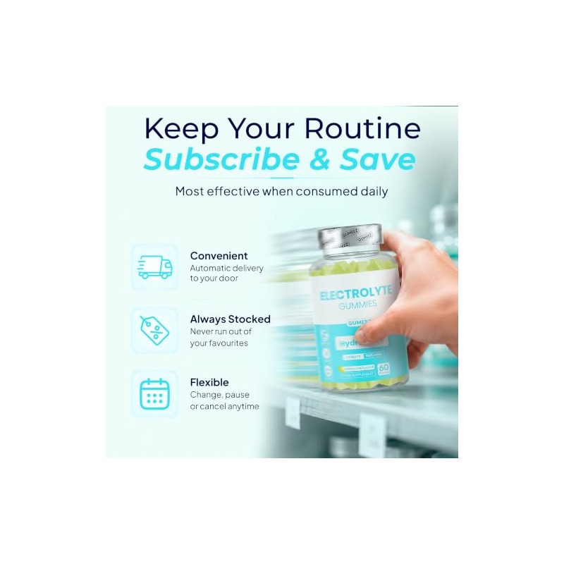 Electrolyte Gummies, Hydration+ Support, Lemon & Lime Flavour, Vegan Electrolyte