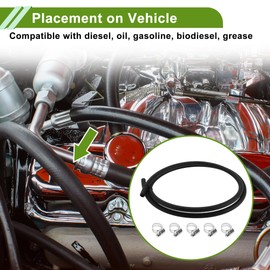 HOPESPANNER 1/4" Fuel Line Kit 5ft Vacuum Hose Automotive Fuel Hose with 5 Clamps 1 Set