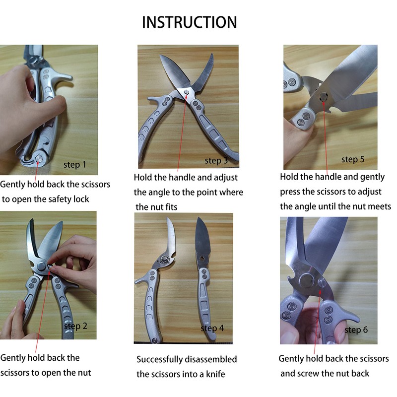 Jasni Heavy Duty Kitchen Shears, Spring Loaded Poultry Shears Stainless