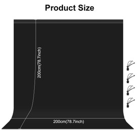 PULUZ 2m x 2m Thickness Black Color Photography Backdrop Cloth 6.56ftx6.56ft Studio Background for Photo Shoots, Tabletop Studios Photography