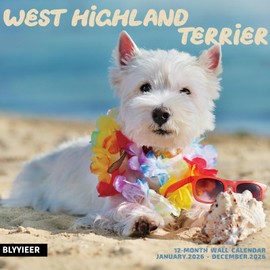 2026 Wall Calendar,West highland terrier Wall Calendar, 12" x 24" Open,Family Planner Calendar Organizer with West highland terrier Images, for Dogs Lovers