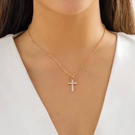Cross Necklace Confirmation Gifts for Women Silver Cross Necklace First Communion Necklace for Girls Confirmation Necklace Baptism Gifts First Communion Gifts for Daughter Granddaughter Sister Niece