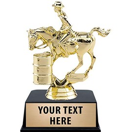 Crown Awards Rodeo Trophy, 5.5" Gold Barrel Race Custom Trophy with Engraving On Contemporary Base
