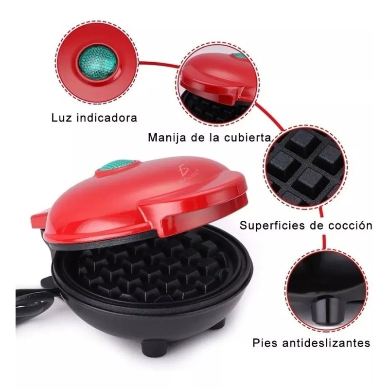 Ele-Gate Máquina Para Hacer Waffles 350w Rápida 20cm Portátil