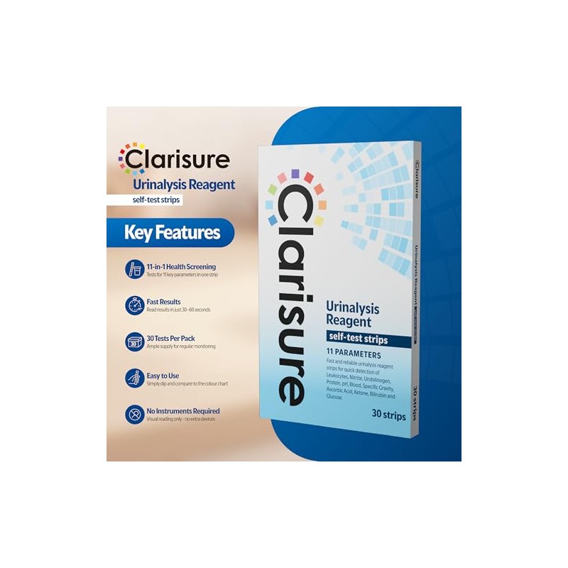 Urinalysis Urine Test Strips, 30 Sticks/Dipsticks | 11-Parameter Test
