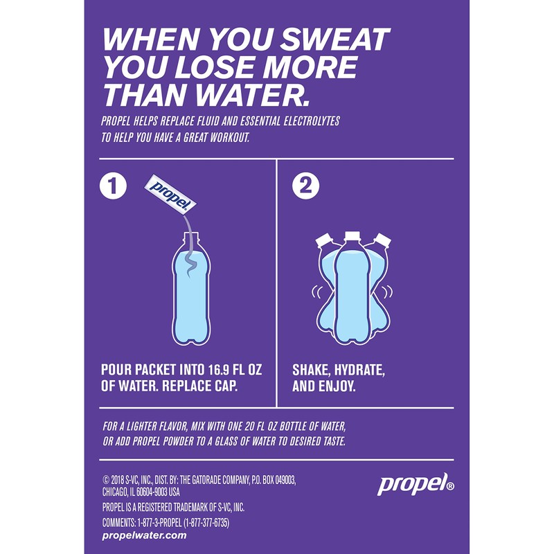Propel Powder Packets Grape with Electrolytes Vitamins and No Sugar,