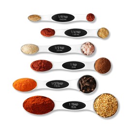 Premium Measuring Spoons Set - Magnetic, Dual-Sided, & Dishwasher Safe - Accurate and Durable for Cooking and Baking - 6 Convenient Sizes - U.S. and Metric Measurements