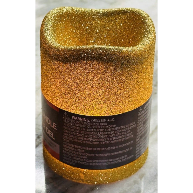 Luminara 3x4 Inch Gold Flameless Led Pillar Candle w, Battery