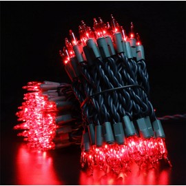 GLOWNOVA Green Wire,RED Incandescent Bulb 300 Mini String Lights for Indoor Christmas Tree Garland Birthday Wedding Party Festival Decoration