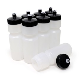 Rolling Sands USA Made Reusable 24 oz Sports Water Bottles, 8 Pack, BPA-Free, Easy Open Pull-Top, Fits Most Bike Cages, Dishwasher Safe, Lightweight - for Kids to Adults, Clear Frost