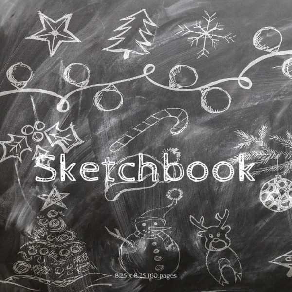 Christmas, Chalkboard, Sketch book 8.25 x 8.25, 160 pages