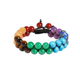 1 Piece of Ladies' Seven-Color Gemstone Beaded Bracelet, Adjustable Rope Design, Chakra Bracelet, Tiger Eye Stone, Crystal Bracelet, Perfect Female Gift.