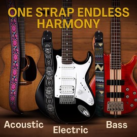 Art Tribute Art Tribute Guitar Strap For Acoustic, Electric and Bass Guitar, Adjustable Multi Color Woven Strap W/FREE BONUS 2 Picks + Strap Locks + Strap Button. Gift Set For Men & Women Players
