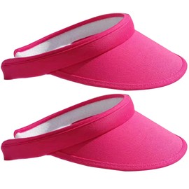 Kejea 2 Pack Wide Brim Sun Visors Hat Women Men Clip On Visor Hats Outdoor Sports Golf Beach Travel Tennis Caps Hot Pink