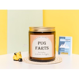 Pug Gifts for Pug Lovers, Dog Mom Gifts, Dog Farts Candle - Lavender & Eucalyptus Soy Wax Scented Candle, 7OZ