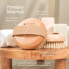 Bare Botanics Palm Size Dry Brush Body Brush Universal Fit & Easy to Use Shower Scrubber for Body with Elastic Strap Exfoliating Body Scrub Brush for Women & Men Medium Firmness Skin Brush