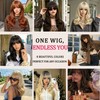 Fusenp Dark Brown Layered Wavy Synthetic Wig with Curtain Bangs