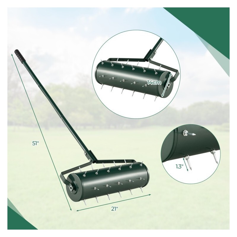 Costway 21" Manual Push Lawn Aerator Garden With Detachable Handle