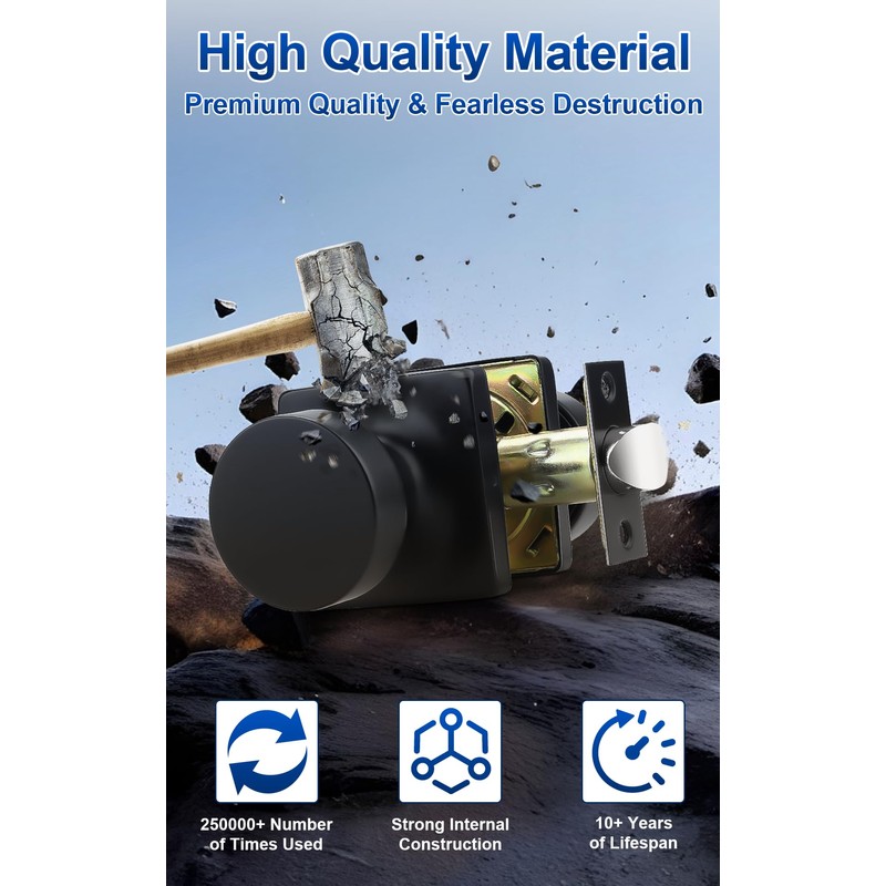 Probrico Bulk Passage Door Knobs Interior 10 Pack, Matte Black