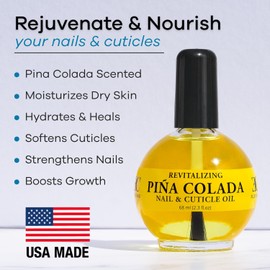 Ellie Chase Aceite Hidratante Para El Cuidado De La Cutícula Y Las Uñas 2.3 Fl Oz - Perfumado De Piña Colada - Infundido Con Aceite De Jojoba, Aloe, Vitamina E - Hidratación, Reparación,