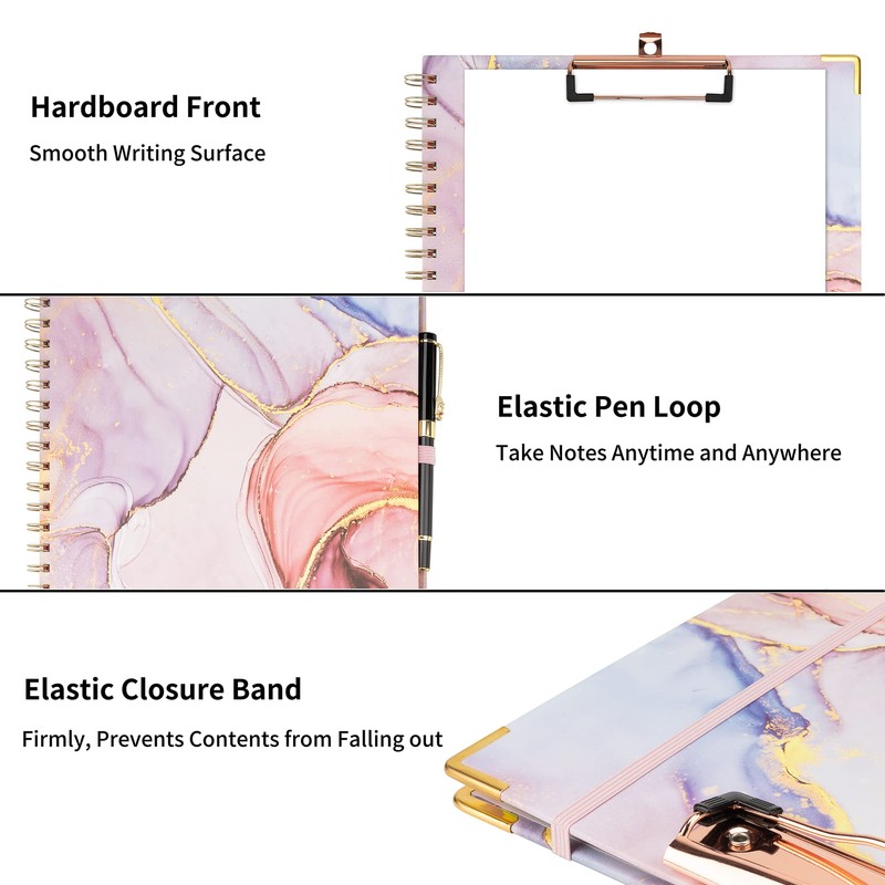 Pechor Clipboard Folio with Refillable Notepad Spiral A4 Clipboards, 5