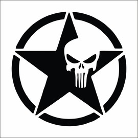 AMA shop PRESPACED SKULL STAR MILITARY PVC sticker for Wall Decal Car Motorcycle Helmet Camper