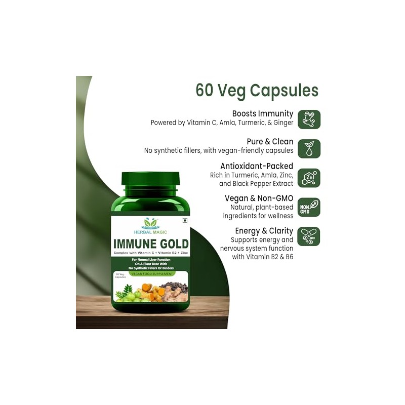 Herbal Magic Immune Gold – Vegan Food Supplement with Herbal