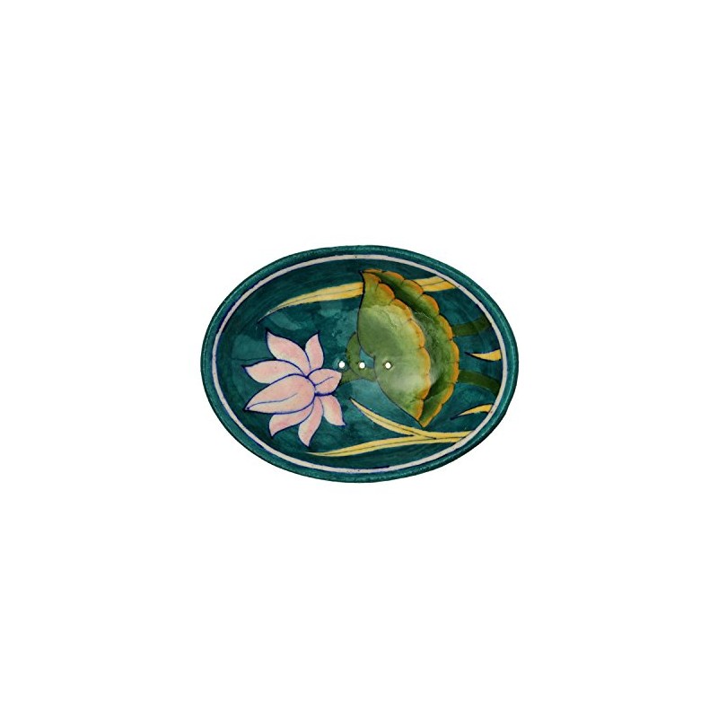 Hand painted ceramic soap dish india with drainage holes, 13