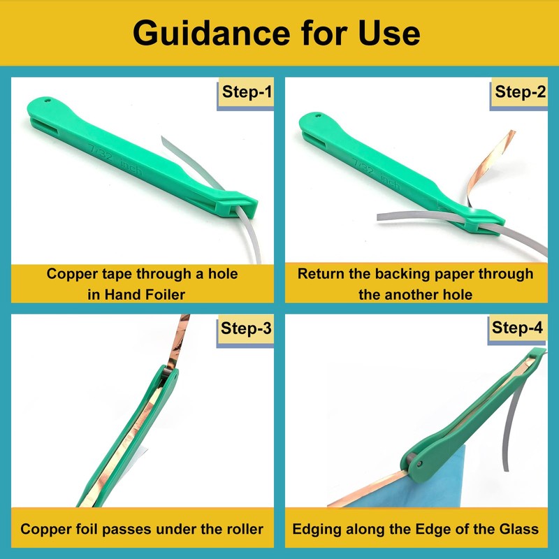 JINGHEONE 7/32" Copper Foil Hand Foiler Tool use for Stained